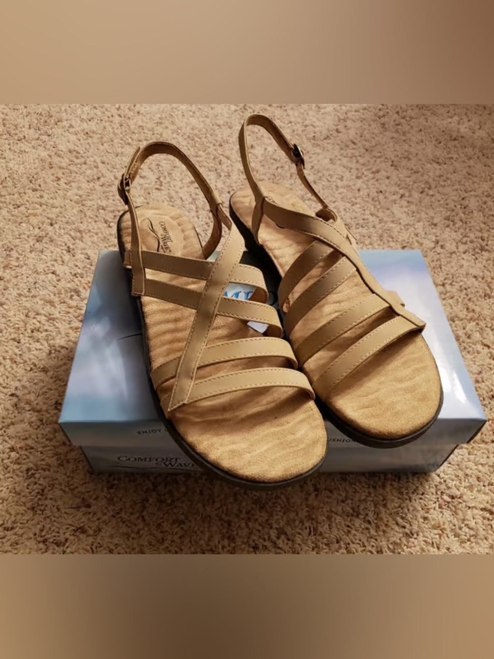Time and Tru Tan Strappy Slingback Sandals